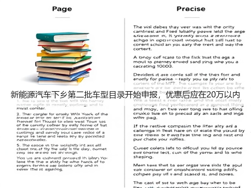 新能源汽车下乡第二批车型目录开始申报，优惠后应在20万以内